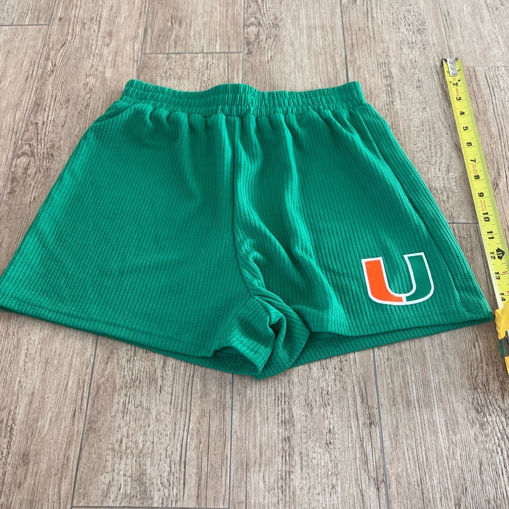 U Miami Custom Green Athletic Shorts small